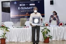 Prof. R.V. Raja Kumar, Director, IIT Bhubaneswar felicitating the Chief Guest Shri Kris Gopalakrishnan, Chairman Axilor Ventures and Co-founder Infosys  ( Via Video Conferencing) with a memento on  the eve of Inaugural session of E-Summit 2021